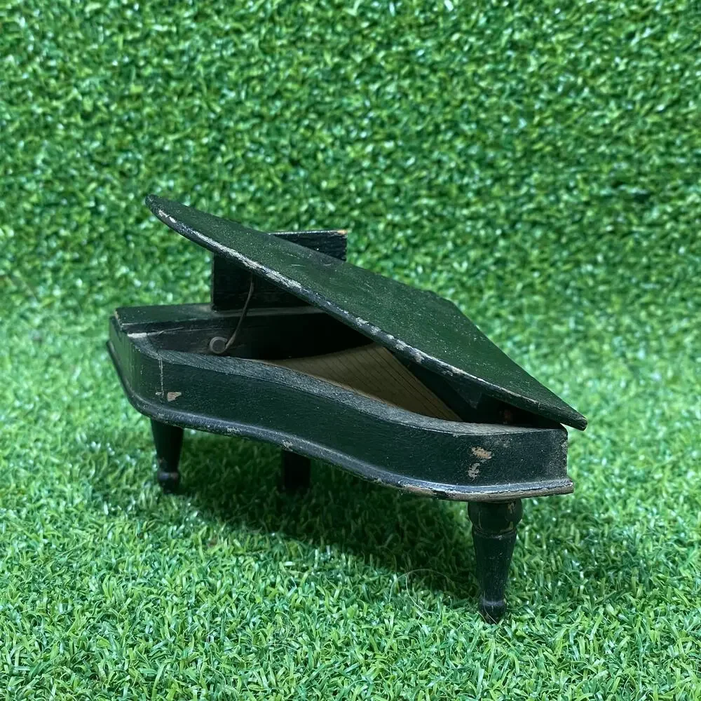 Vintage 1:12 Scale Black Wooden Grand Piano Dollhouse Miniature